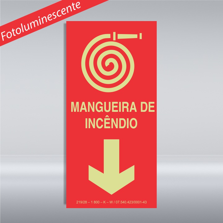 PLACA MANGUEIRA DE INCÊNDIO - PVC - FOTOLUMINESCENTE